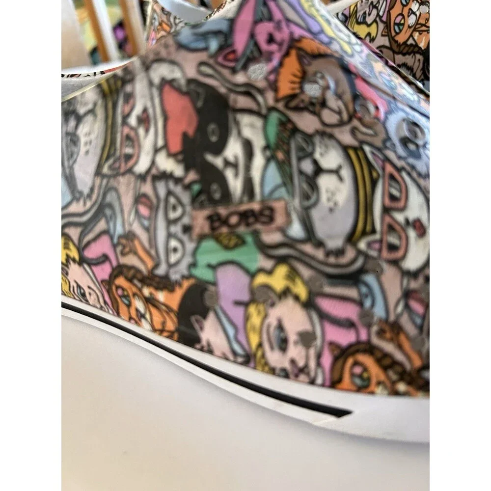 Skechers BOBS Aquamenace Cat Print Shoes Women Sz 9 Slip On EVA Foam Rubber Flat - Picture 4 of 13